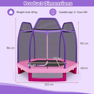 Costway 7FT Kids Trampoline Mini Round Bounce Jumper with Safety Enclosure Net