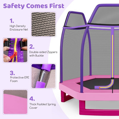 Costway 7FT Kids Trampoline Mini Round Bounce Jumper with Safety Enclosure Net - 5