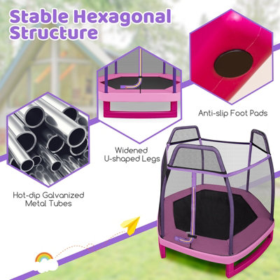 Costway 7FT Kids Trampoline Mini Round Bounce Jumper with Safety Enclosure Net - 8