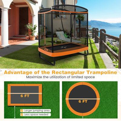 COSTWAY 7FT Kids Trampoline w/ Swing & Enclosure Safe Net