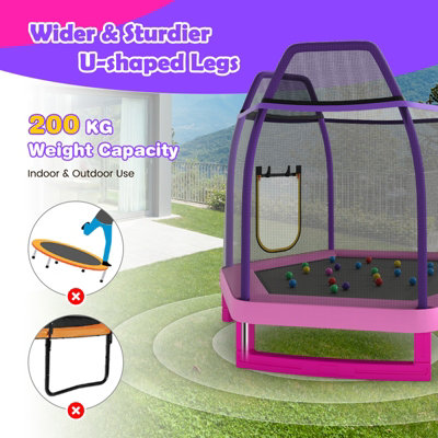COSTWAY 7FT Kids Trampoline with Slide Indoor & Outdoor Trampoline with ...