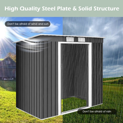 Costway 7FT x 4FT Outdoor Storage Shed Large Tool Utility Storage House W/ Sliding Door - 4
