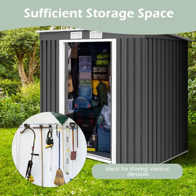 Costway 7FT x 4FT Outdoor Storage Shed Large Tool Utility Storage House W/ Sliding Door - 5