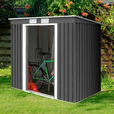 Costway 7FT x 4FT Outdoor Storage Shed Large Tool Utility Storage House W/ Sliding Door - 7