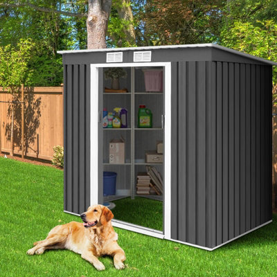 Costway 7FT x 4FT Outdoor Storage Shed Large Tool Utility Storage House W/ Sliding Door - 9
