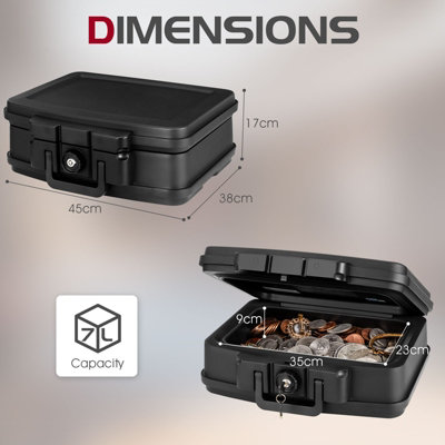 Costway 7L Fire & Water Resistant Security Safe Portable Safe Box Safe Chest w/ Key Lock