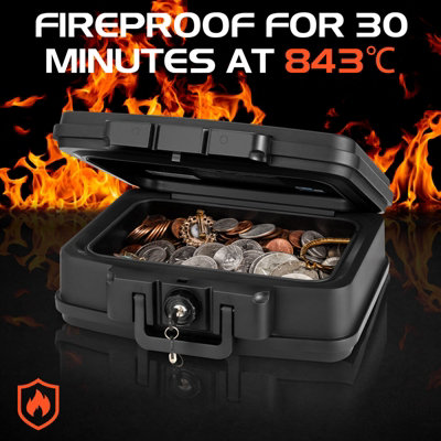 Costway 7L Fire & Water Resistant Security Safe Portable Safe Box Safe Chest w/ Key Lock - 3