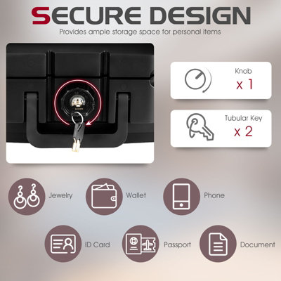 Costway 7L Fire & Water Resistant Security Safe Portable Safe Box Safe Chest w/ Key Lock - 5