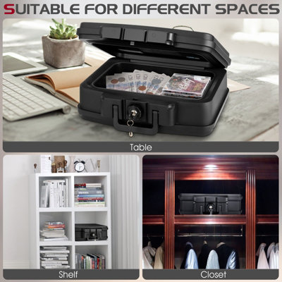 Costway 7L Fire & Water Resistant Security Safe Portable Safe Box Safe Chest w/ Key Lock - 7