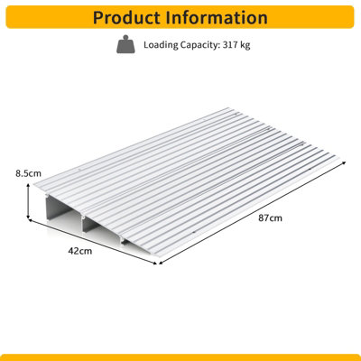 Costway 8.5CM Door Threshold Ramp Aluminum Adjustable Rise Entry Ramp for Wheelchair