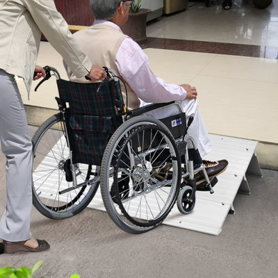 Costway 8.5CM Door Threshold Ramp Aluminum Adjustable Rise Entry Ramp for Wheelchair - 4