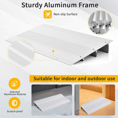 Costway 8.5CM Door Threshold Ramp Aluminum Adjustable Rise Entry Ramp for Wheelchair - 5