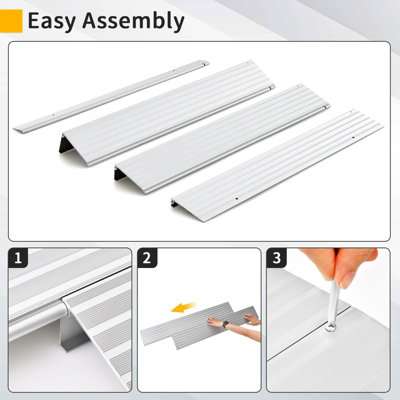 Costway 8.5CM Door Threshold Ramp Aluminum Adjustable Rise Entry Ramp for Wheelchair - 7