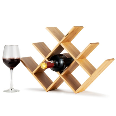 Costway 8-Bottle Bamboo Wine Rack Freestanding Wine Bottle Display Holder Storage Shelf