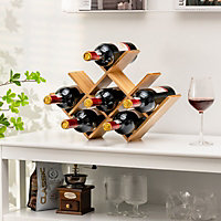 Costway 8-Bottle Bamboo Wine Rack Freestanding Wine Bottle Display Holder Storage Shelf