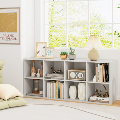 Costway 8-Cube Bookcase Storage Organizer w/ 2 Anti-Tipping Kits-White