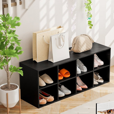 Costway 8-Cube Shoe Bench Entryway Shoe Rack Cabinet Cubbies Storage Shelf - Main Image