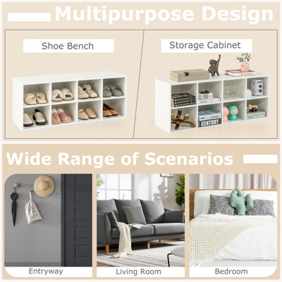 Costway 8-Cube Shoe Bench Entryway Shoe Rack Cabinet 8 Cubbies Storage Shelf