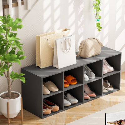 Costway 8-Cube Shoe Bench Entryway Shoe Rack Cabinet W/ 8 Storage Cubbies
