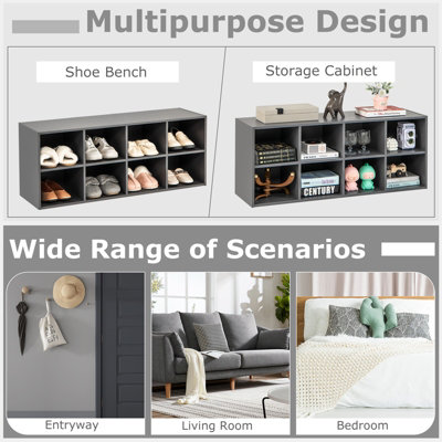 Costway 8-Cube Shoe Bench Entryway Shoe Rack Cabinet W/ 8 Storage Cubbies - 5