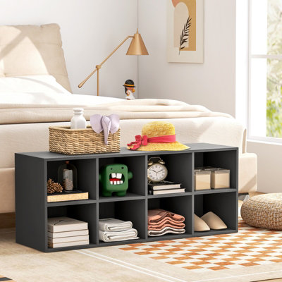 Costway 8-Cube Shoe Bench Entryway Shoe Rack Cabinet W/ 8 Storage Cubbies - 9