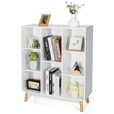 Costway 8-Cube Storage Bookcase Wooden Bookshelf Side Cabinet ...