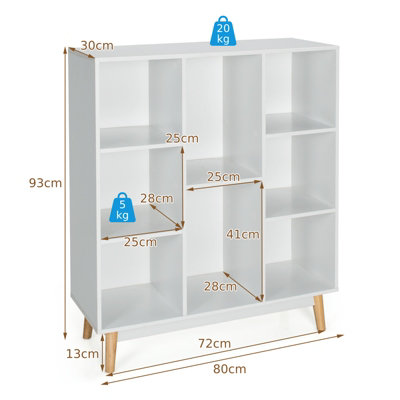 Costway 8-Cube Storage Bookcase Wooden Bookshelf Side Cabinet Freestanding Display Rack