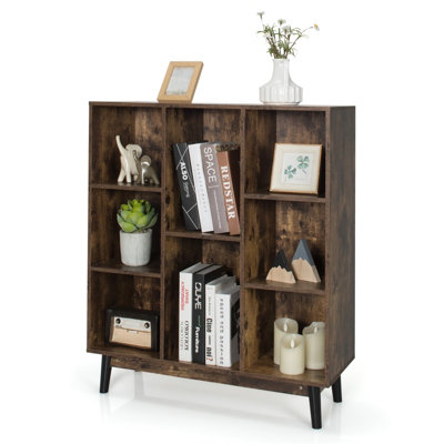 Costway 8-Cube Storage Bookcase Wooden Bookshelf Side Cabinet Freestanding Display Rack