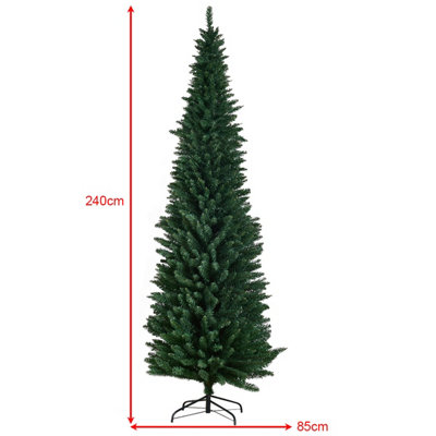 Costway 8 FT Artificial Christmas Tree Slim Pencil w/ Metal Stand Decorative Xmas Tree