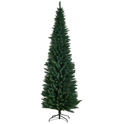 Costway 8 FT Artificial Christmas Tree Slim Pencil w/ Metal Stand Decorative Xmas Tree - 7