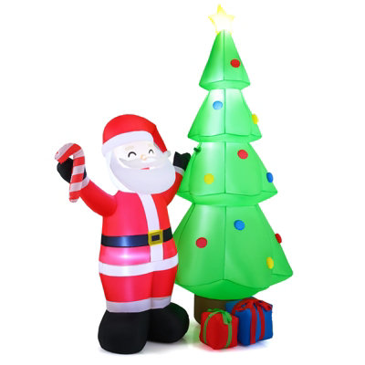 COSTWAY 8 FT Inflatable Christmas Tree with Santa Claus & Gift Boxes ...
