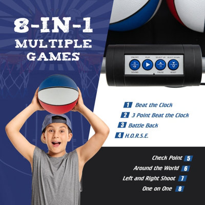 Costway 8 IN 1 Basketball Arcade Game Indoor Sport Basketball Arcade Shootout Scoreboard - 5