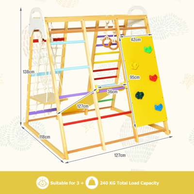 Costway 8 in 1 Wooden Climber Playset Kids Jungle Gym W/ Slide & Ladder