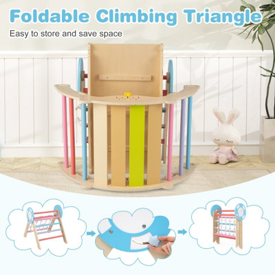 COSTWAY 8-in-1 Wooden Triangle Set Foldable Montessori Climbing Toys ...
