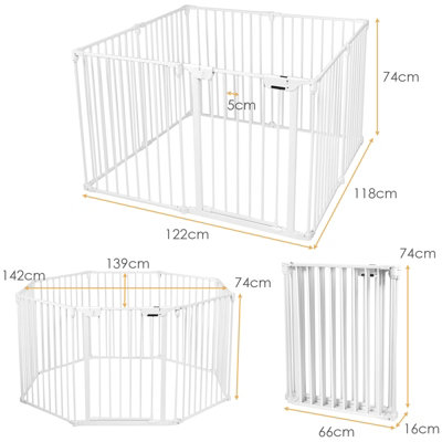 Costway 8 Panel Fireplace Fence Baby Pet Safety Gate Playpen Adjustable Room Divider