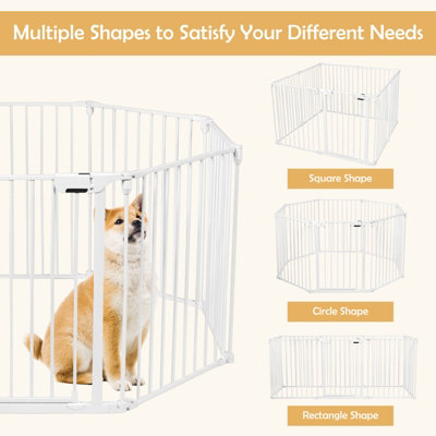 Costway 8 Panel Fireplace Fence Baby Pet Safety Gate Playpen Adjustable Room Divider - 3