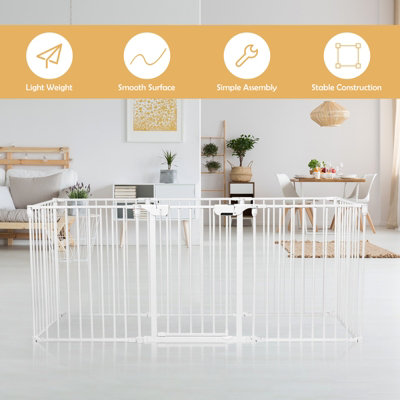 Costway 8 Panel Fireplace Fence Baby Pet Safety Gate Playpen Adjustable Room Divider - 5