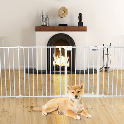 Costway 8 Panel Fireplace Fence Baby Pet Safety Gate Playpen Adjustable Room Divider - 7