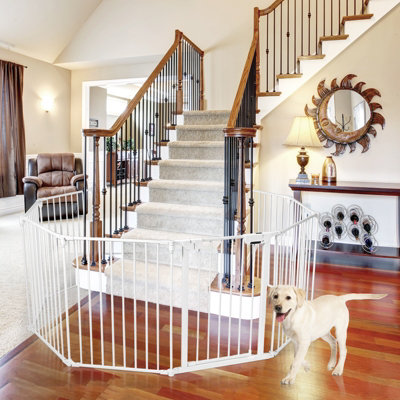 Costway 8 Panel Fireplace Fence Baby Pet Safety Gate Playpen Adjustable Room Divider - 9