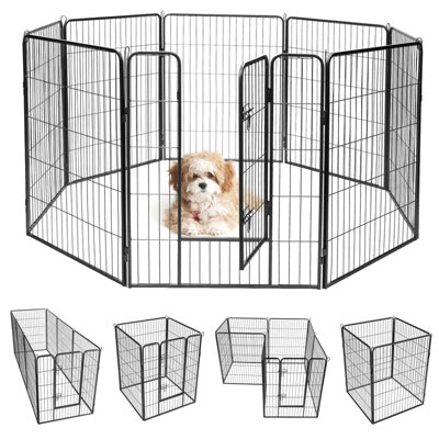 Costway 8 Panel Pet Playpen Indoor Outdoor Exercise Dog Fence Anti-Rust & Weather-Proof