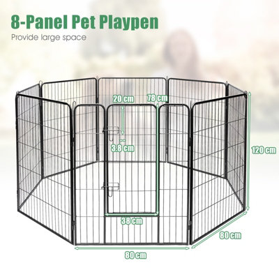 Costway 8 Panel Pet Playpen Indoor Outdoor Exercise Dog Fence Anti-Rust & Weather-Proof