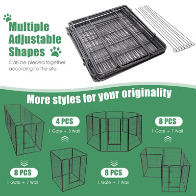 Costway 8 Panel Pet Playpen Indoor Outdoor Exercise Dog Fence Anti-Rust ...