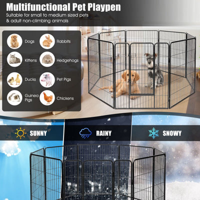 Costway 8 Panel Pet Playpen Indoor Outdoor Exercise Dog Fence Anti-Rust & Weather-Proof - 4