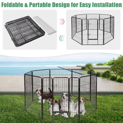 Costway 8 Panel Pet Playpen Indoor Outdoor Exercise Dog Fence Anti Rust Weather Proof