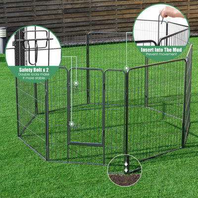 Costway 8 Panel Pet Playpen Indoor Outdoor Exercise Dog Fence Anti-Rust ...