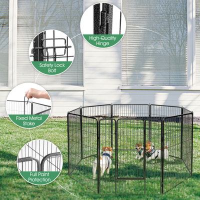 Costway 8 Panel Pet Playpen Indoor Outdoor Exercise Dog Fence Anti-Rust & Weather-Proof - 7