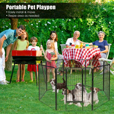 Costway 8 Panel Pet Playpen Indoor Outdoor Exercise Dog Fence Anti-Rust ...