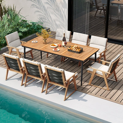 Costway 8-Person Patio Table 200 x 90cm Outdoor Dining Table w/5cm ...