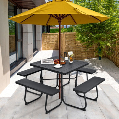 8 person outdoor dining deals table with umbrella