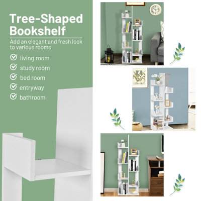 Costway 8 Tier Bookshelf Storage Display Floor Standing Bookcase Shelving Organizer Home